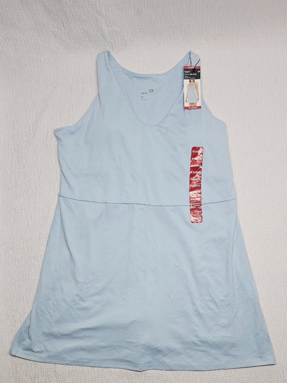 GapFit Women's V Neck Moisture Wicking Shelf Bra Active Tank Dress  Light Blue - Picture 8 of 8